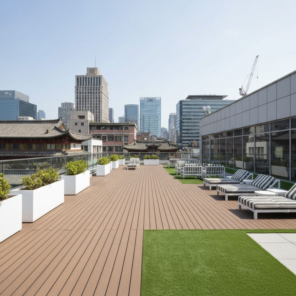 Modern rooftop terrace with WPC decking