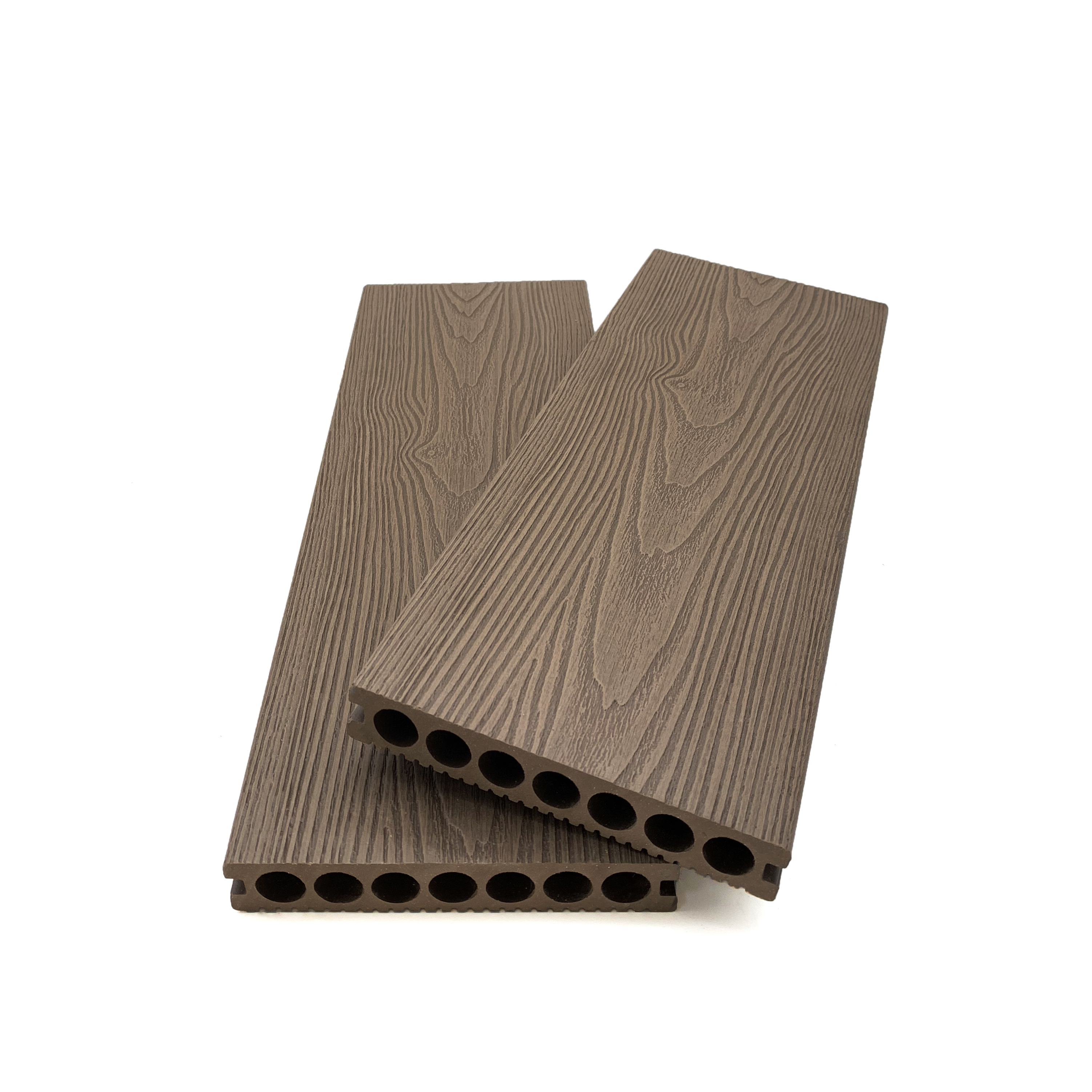 Round Hole Hollow Classic Oak Grain WPC Decking — View 2