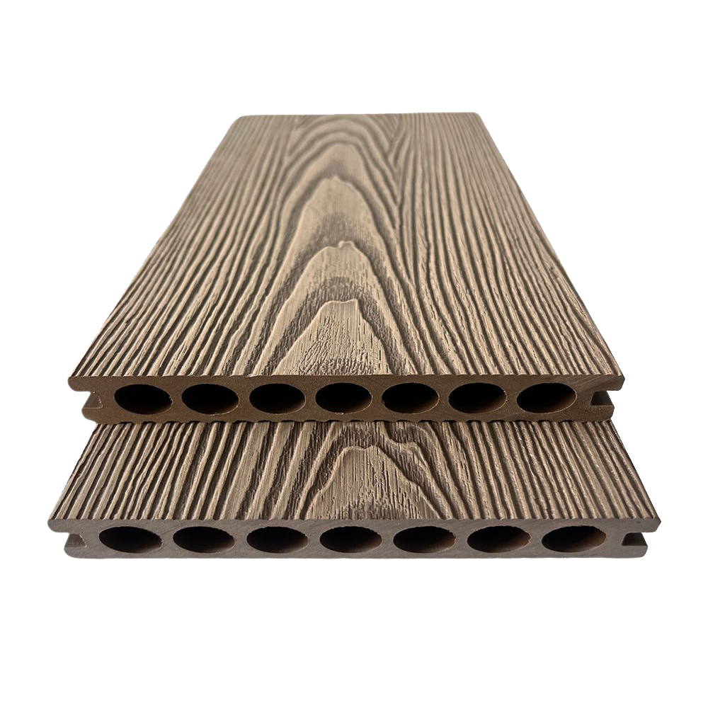 Round Hole Hollow Classic Oak Grain WPC Decking — View 5